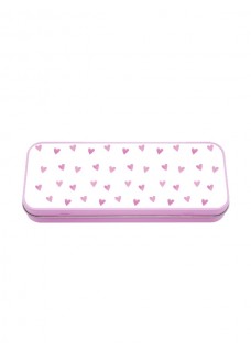 Metal Stationary Case Pink Hearts