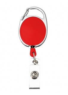 Retractable Badge/ID Holder Carabiner Red