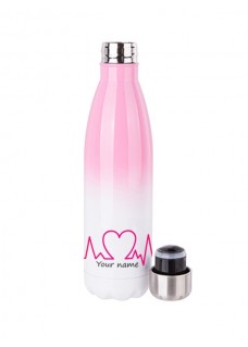 Thermo bottle White/Pink Heartbeat