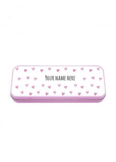 Metal Stationary Case Pink Hearts