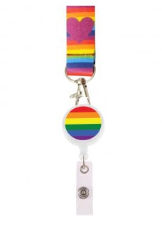 Keycord Rainbow Hearts with ID Badge Holder